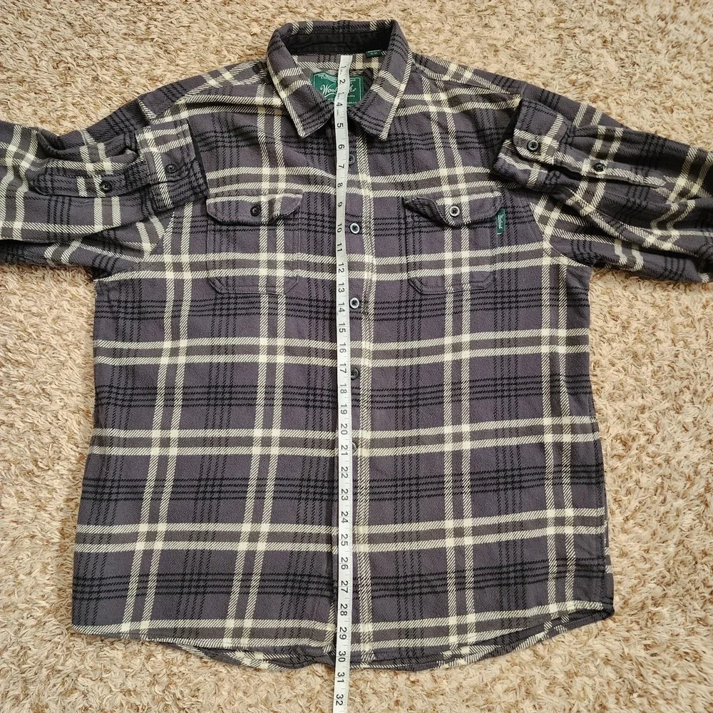 Woolrich Gray Plaid Men Sz XL Long‎ Sleeve Double Pocket Button Up Shirt